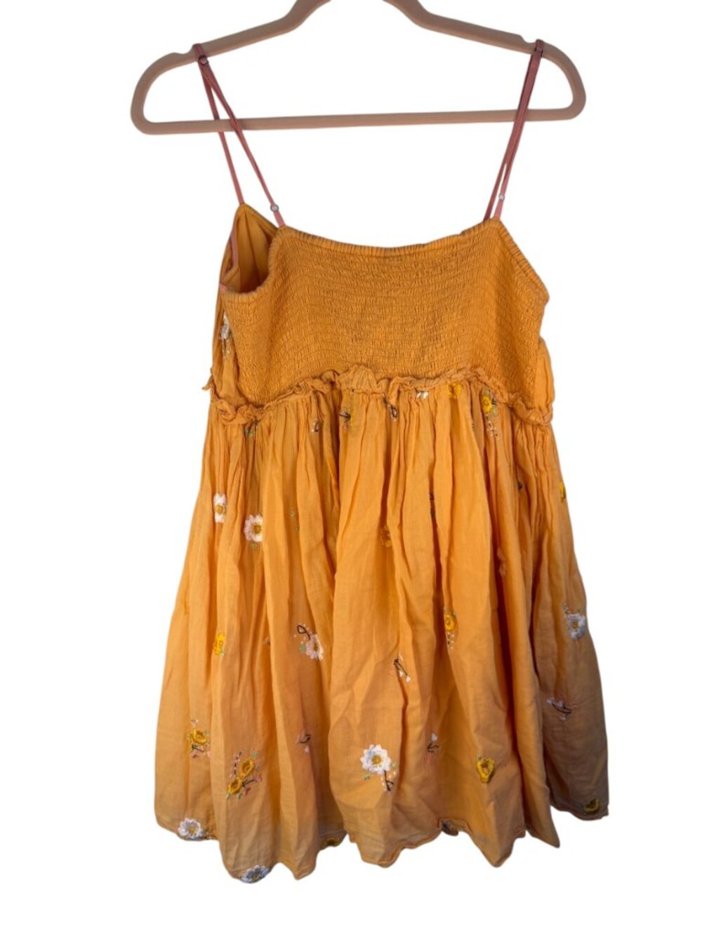 Free People Alana Babydoll Dress- Mini- Yellow/Orange-Embroidered-M-MSRP  $128 - Picture 5 of 16